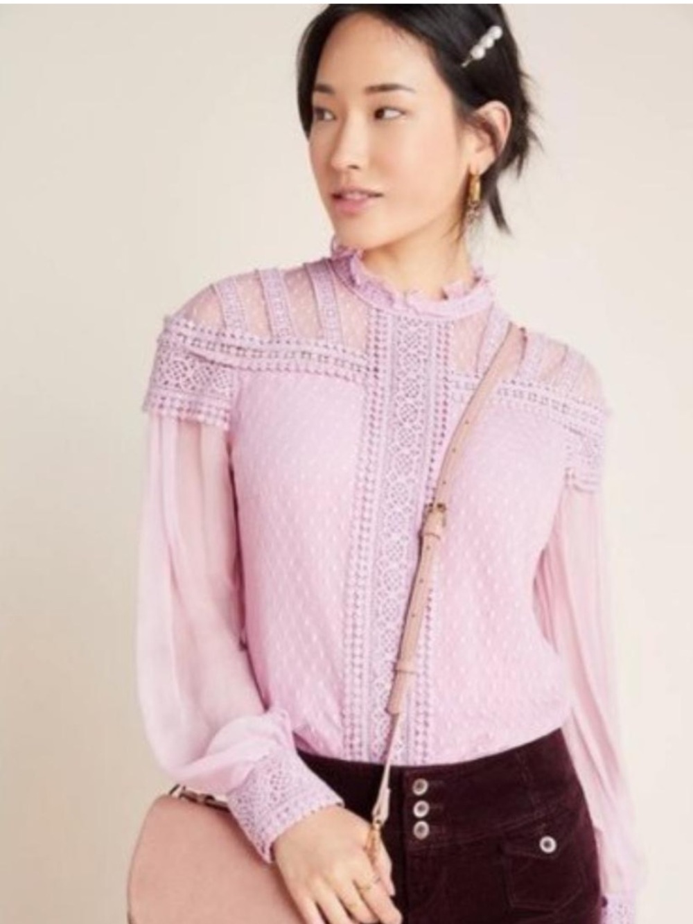 Anthropologie ATSU size 8 embroidered and lace blouse